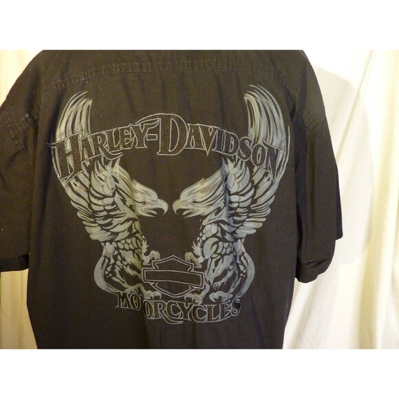 Harley-Davidson Embroidered Men's Shirt-Black-Short Sleeve-Button-Pockets- sz XL - Picture 4 of 5